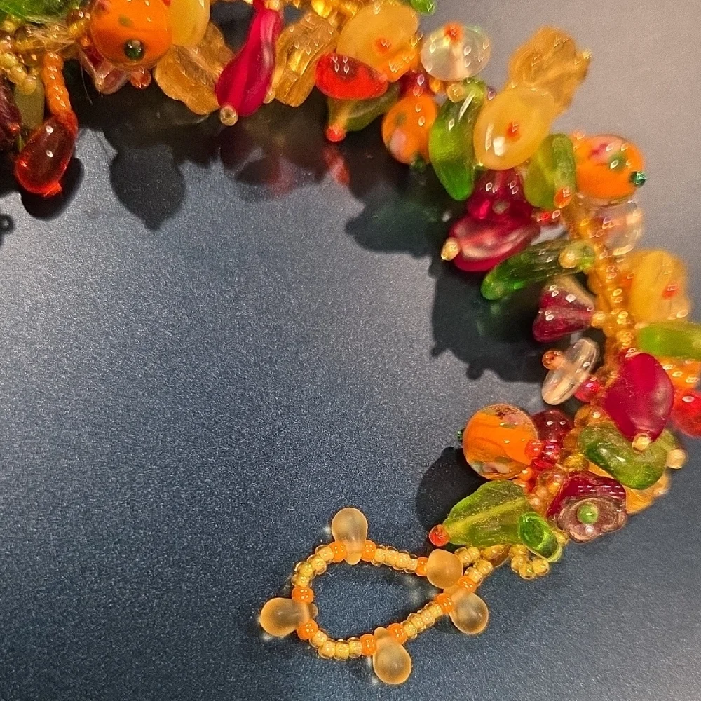 Colorful Glass Bead Cluster Bracelet - Multicolor